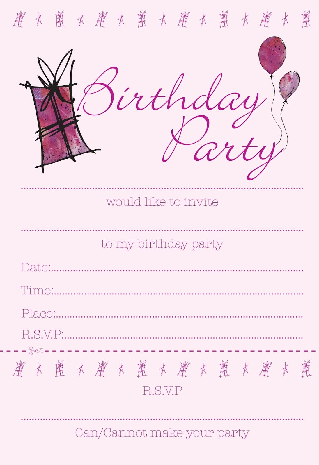 Doc    Girl Birthday Party Invitation â Glamour Girl Birthday